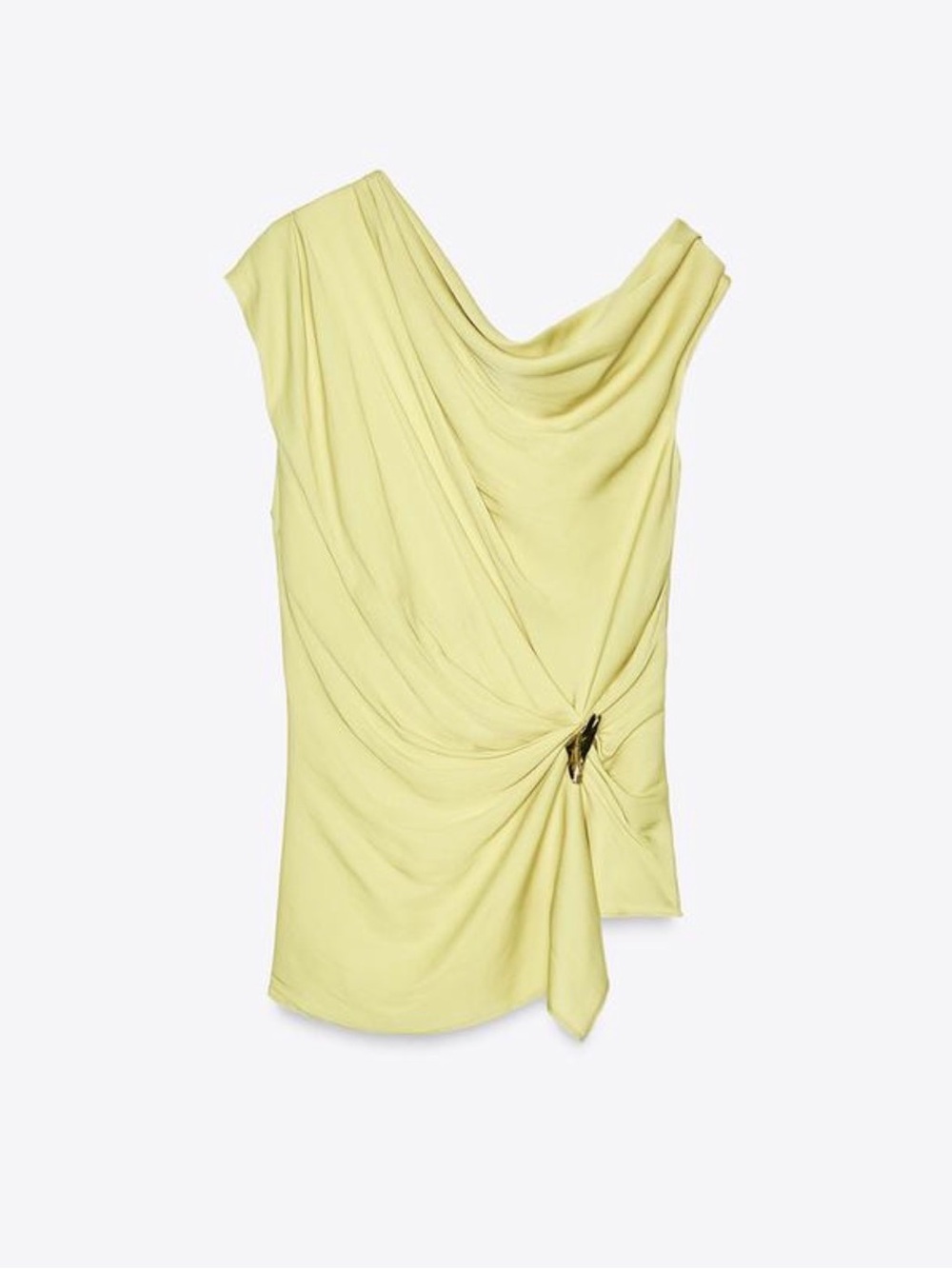 NWT Zara Draped One-Shoulder Yellow Women's Top